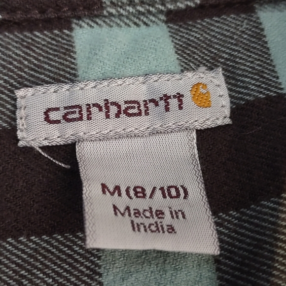 Carhartt Womens Green Black Long Sleeve Button Up Plaid Shirt Size M 8/10 - Picture 9 of 10
